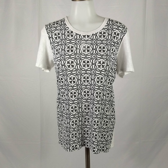 J.Crew Size Small Black/White Graphic T-Shirt Top - Picture 1 of 7